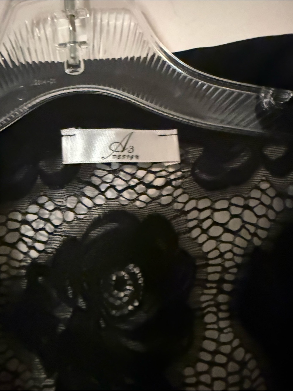 A3 Design Black Lace Floral Notch-Collar Bodysuit - Picture 2 of 3
